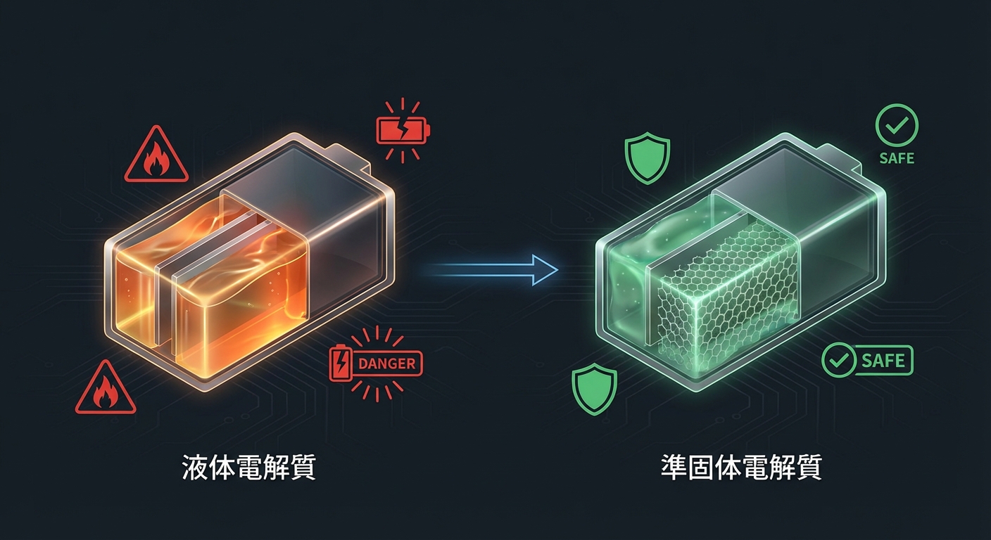 液体電解質 vs 準固体電解質の比較