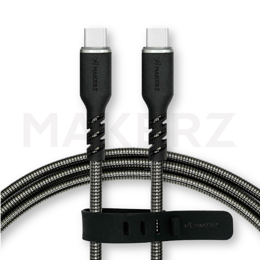 金属スパイラルUSB-C ＆ USB-Cケーブル2.0m