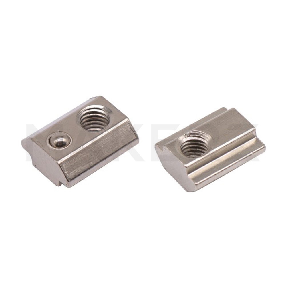 40/45/50/60シリーズ　ボールばね付先入れナット（溝幅10mm)　アルミフレーム用